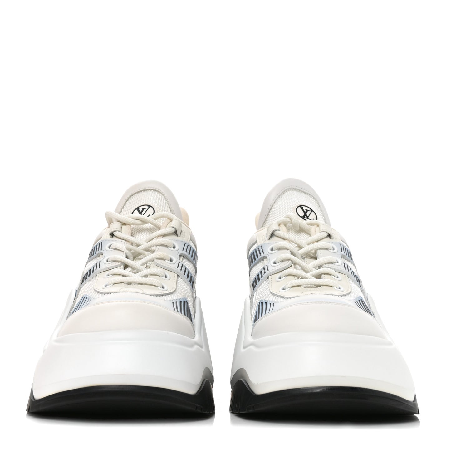Calfskin Technical Nylon LV Archlight Sneakers 38 White Blue Gris