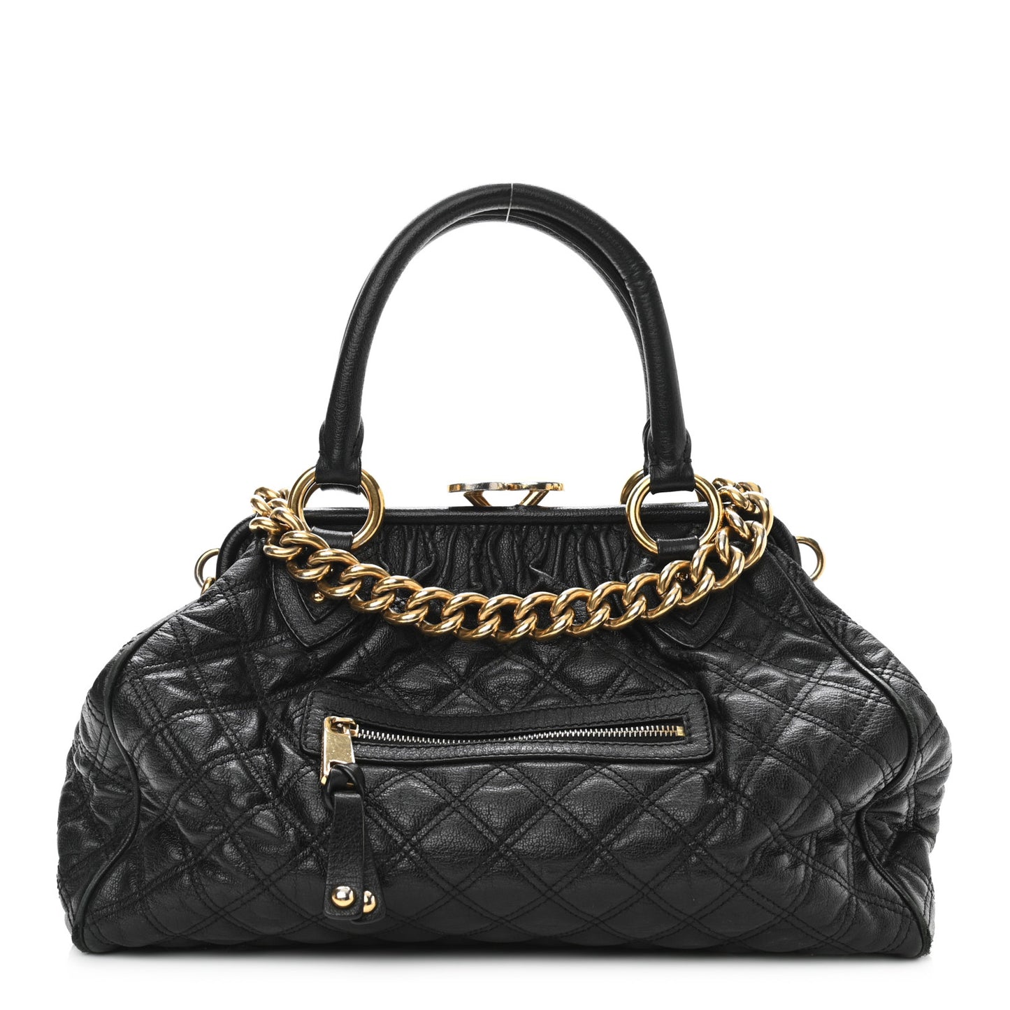 Calfskin Quilted Stam Black