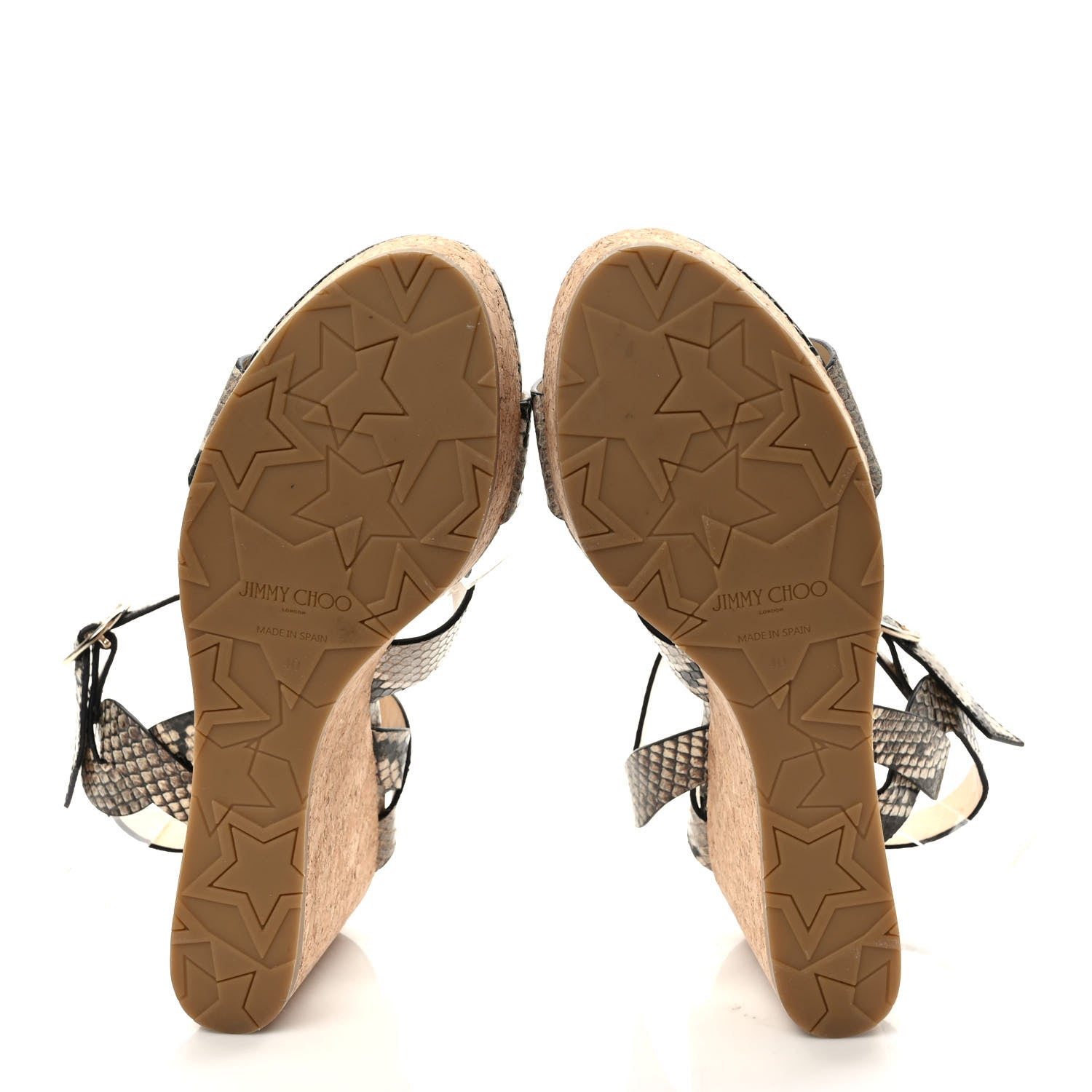 Jimmy Choo Snakeskin Effect Cork Aleili 100 Wedge Sandals 40 5 of 7