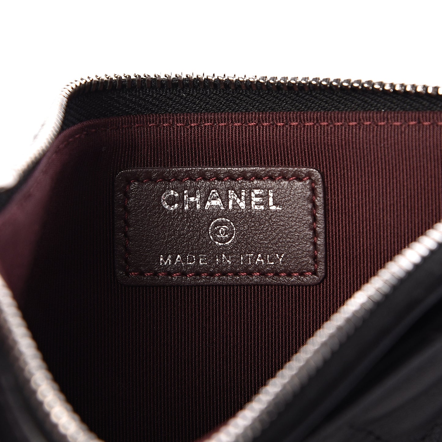 Lambskin Quilted Classic Zip Pouch Black