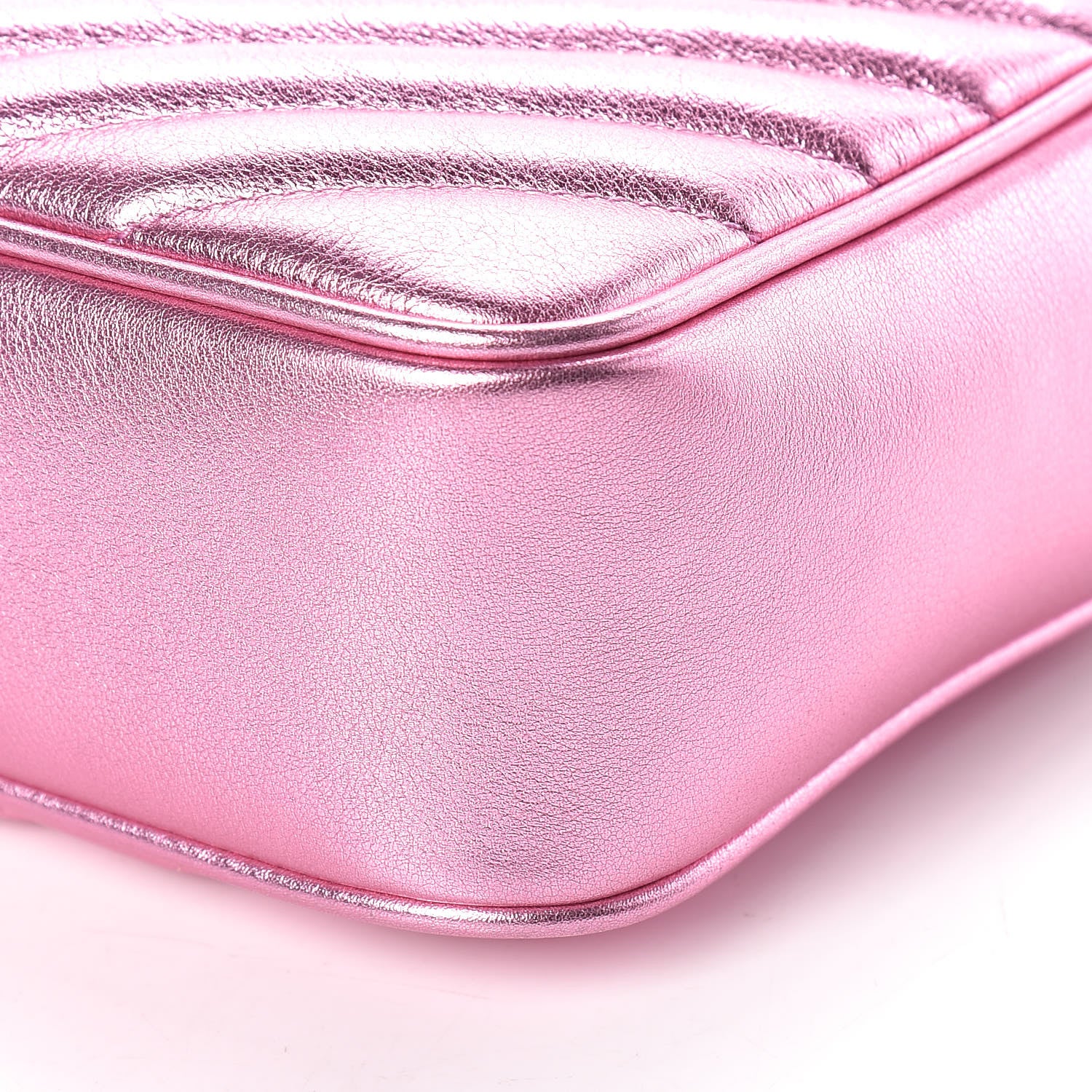 Saint Laurent Metallic Calfskin Matelasse Monogram Lou Camera Bag Vegas Pink 6 of 8