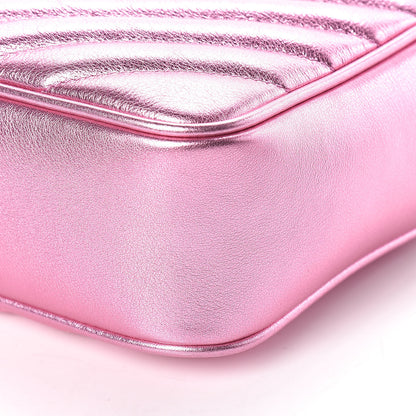 Saint Laurent Metallic Calfskin Matelasse Monogram Lou Camera Bag Vegas Pink 6 of 8