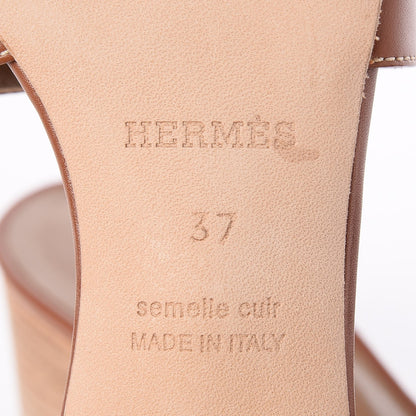 Hermes Calfskin Oasis Sandals 37 Gold 6 of 8