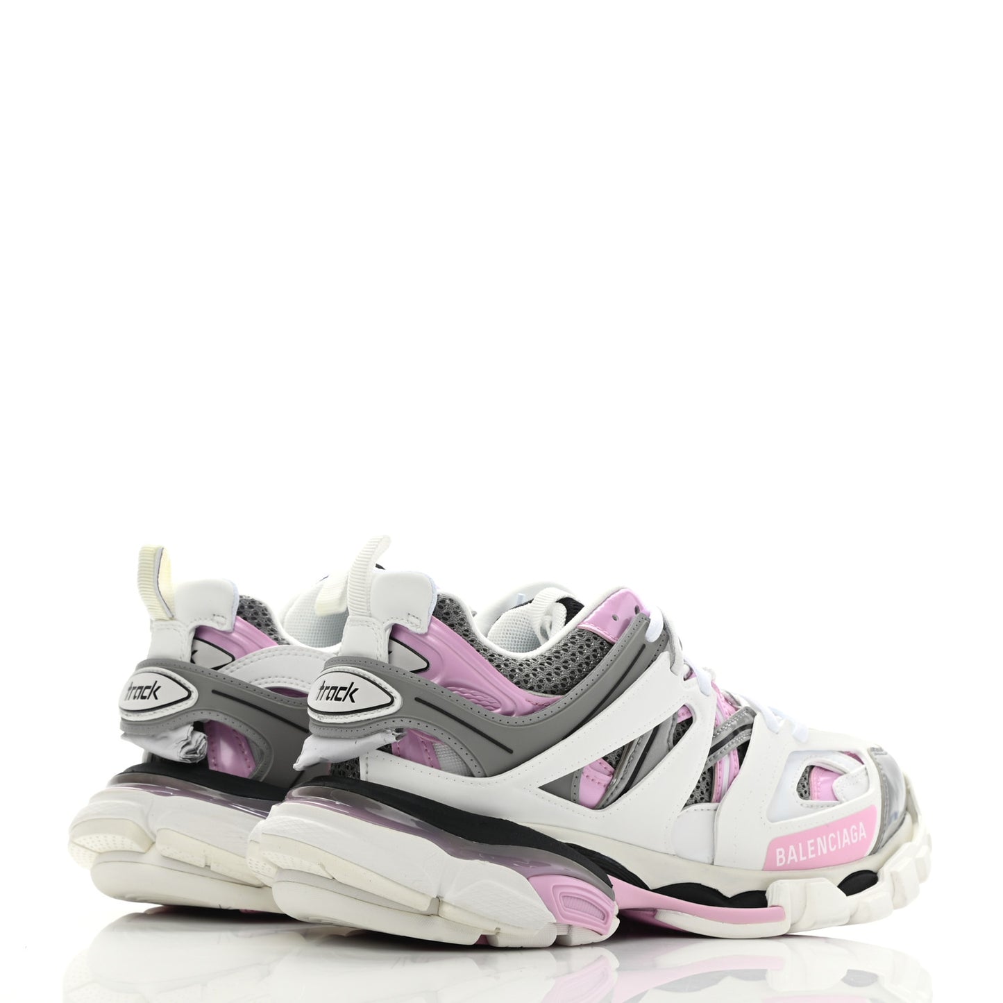 Mesh Rubber Bi-Color Womens Track Sneakers 37 White Pink Grey