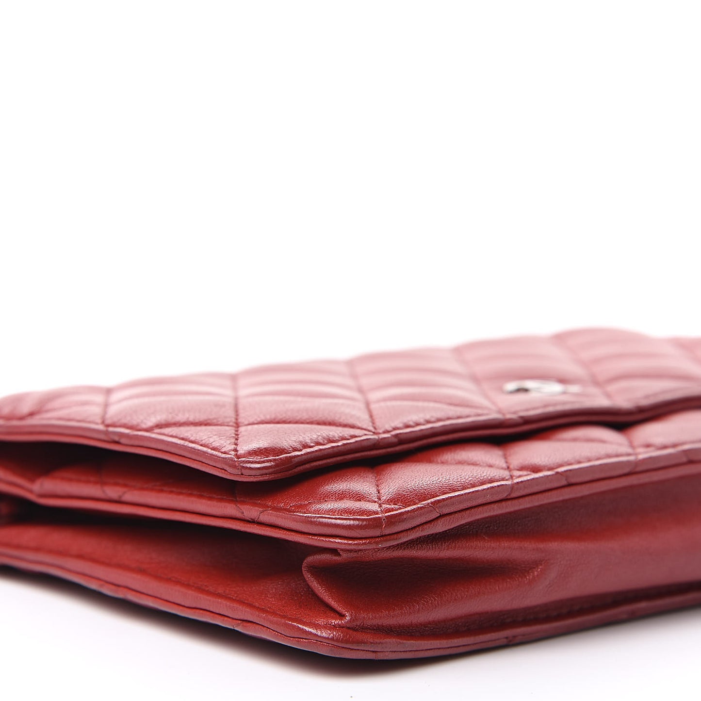 Lambskin Quilted Wallet On Chain WOC Red