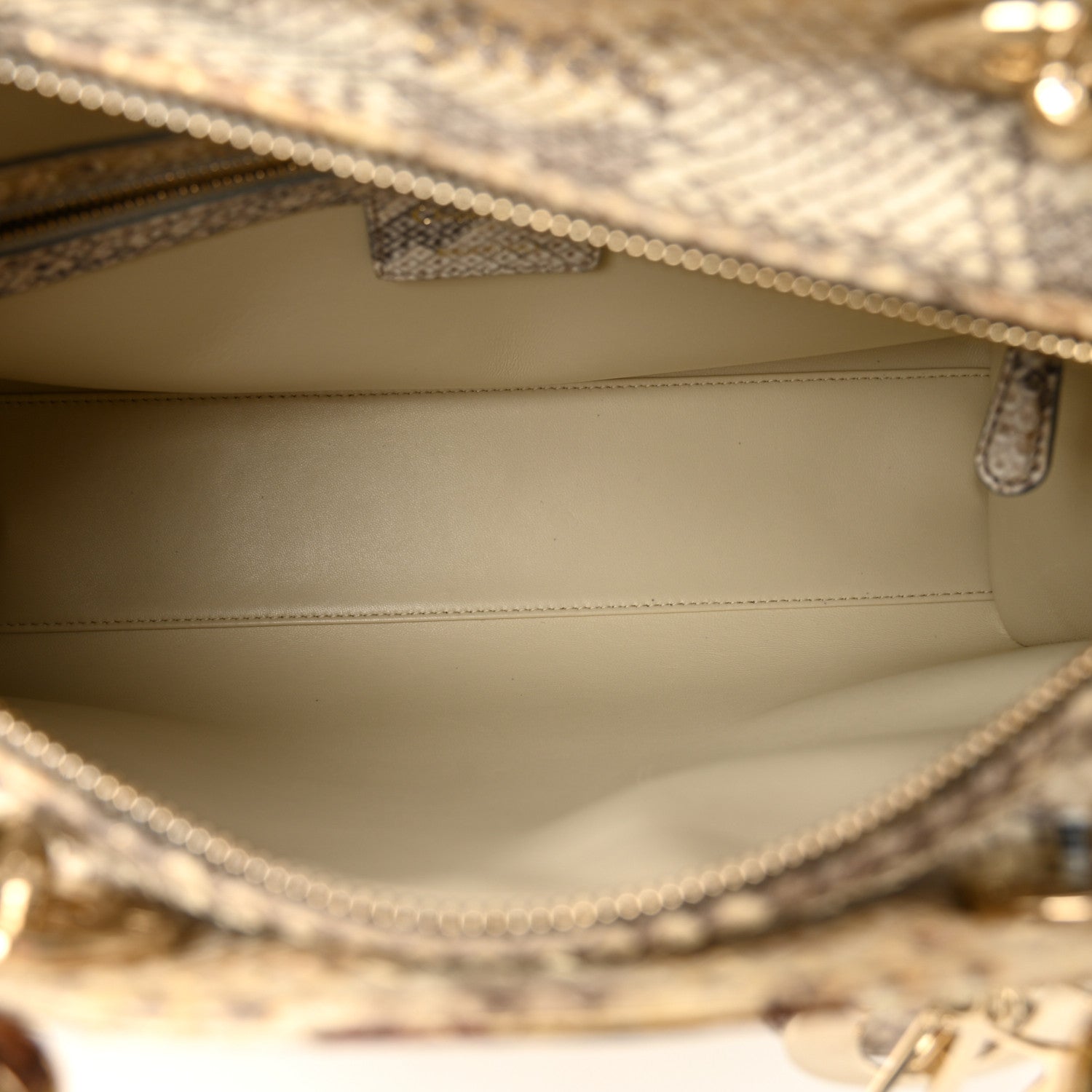 Christian Dior Metallic Snakeskin Large Lady Dior Beige Gold 5 of 13