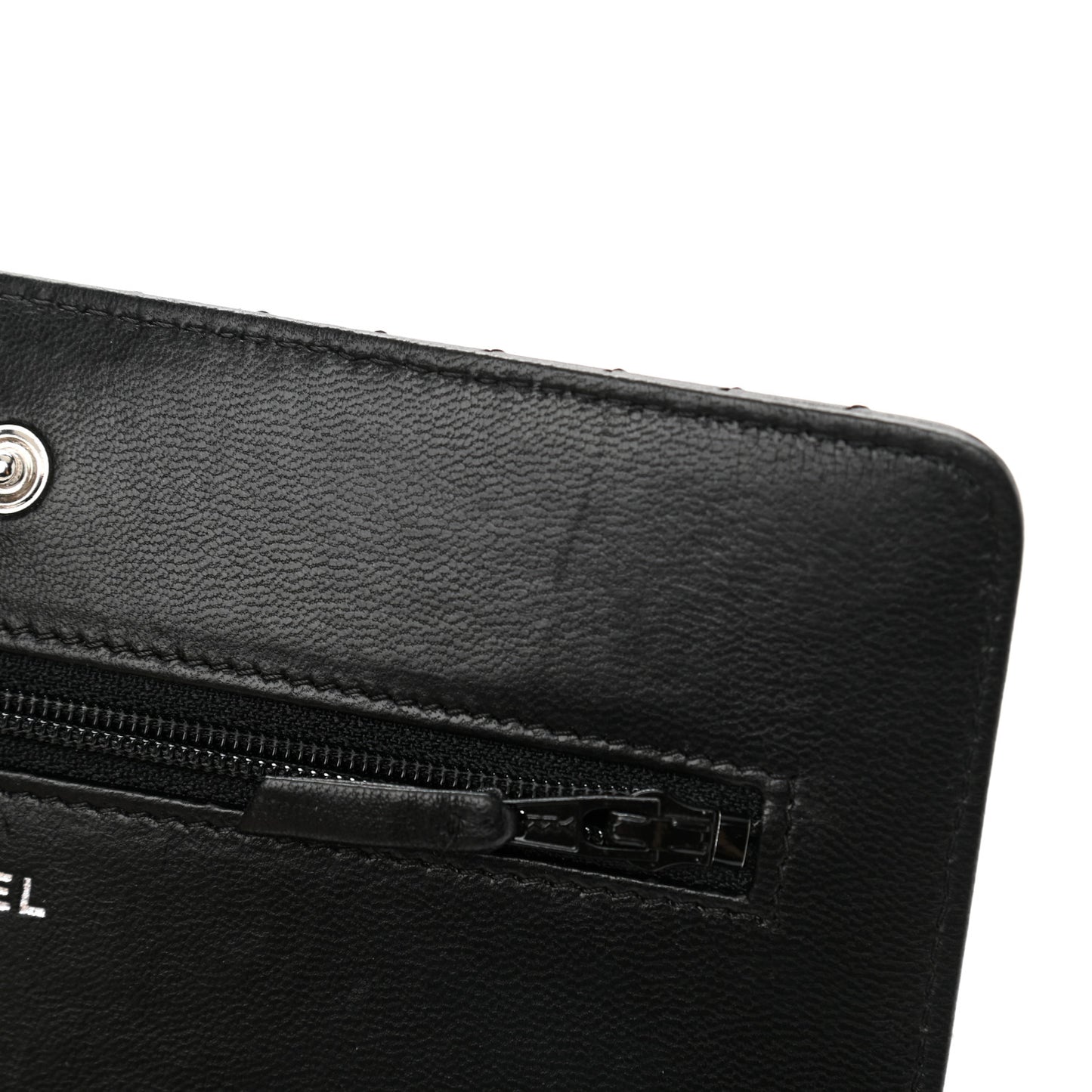 Lambskin Chevron Quilted Wallet On Chain WOC So Black