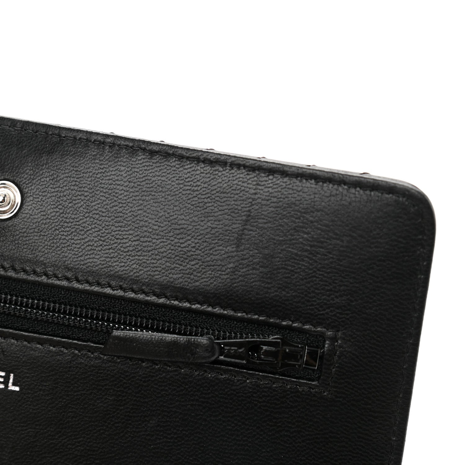 Chanel Lambskin Chevron Quilted Wallet On Chain WOC So Black 12 of 14