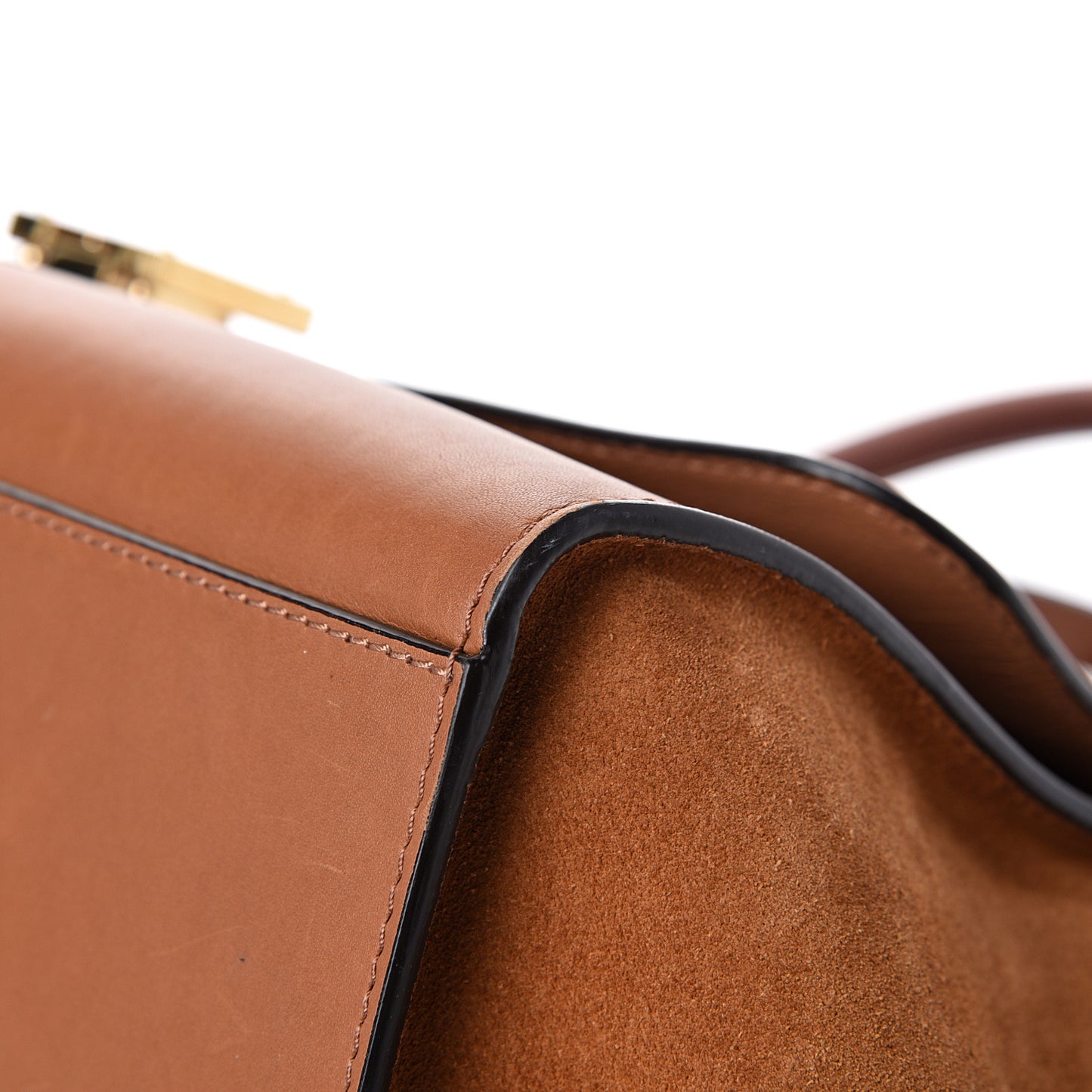 Natural Calfskin Suede Medium Trapeze Tan