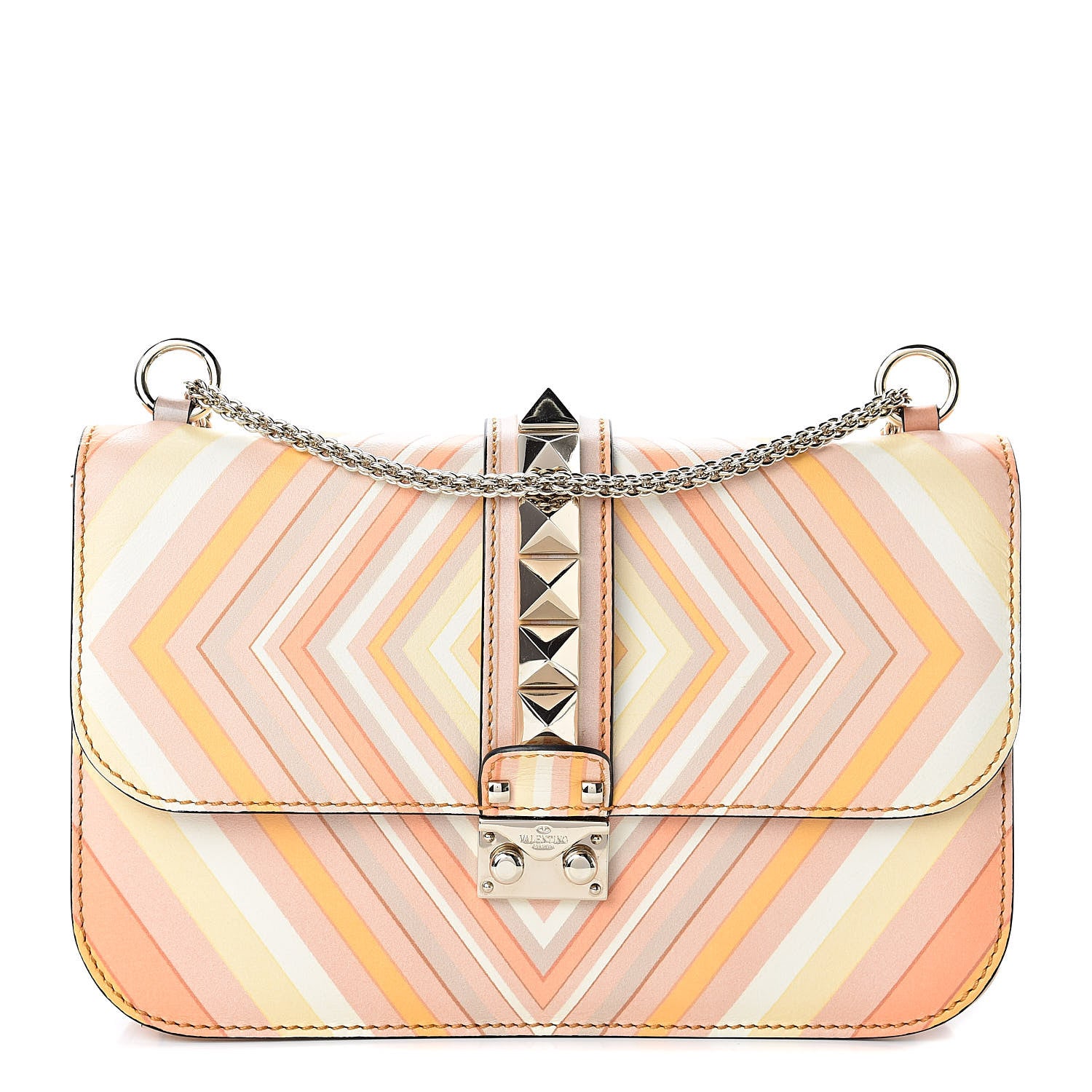 Valentino Garavani Vitello Native Couture 1975 Medium Glam Lock Rockstud Flap Mandarin Sorbet 1 of 9