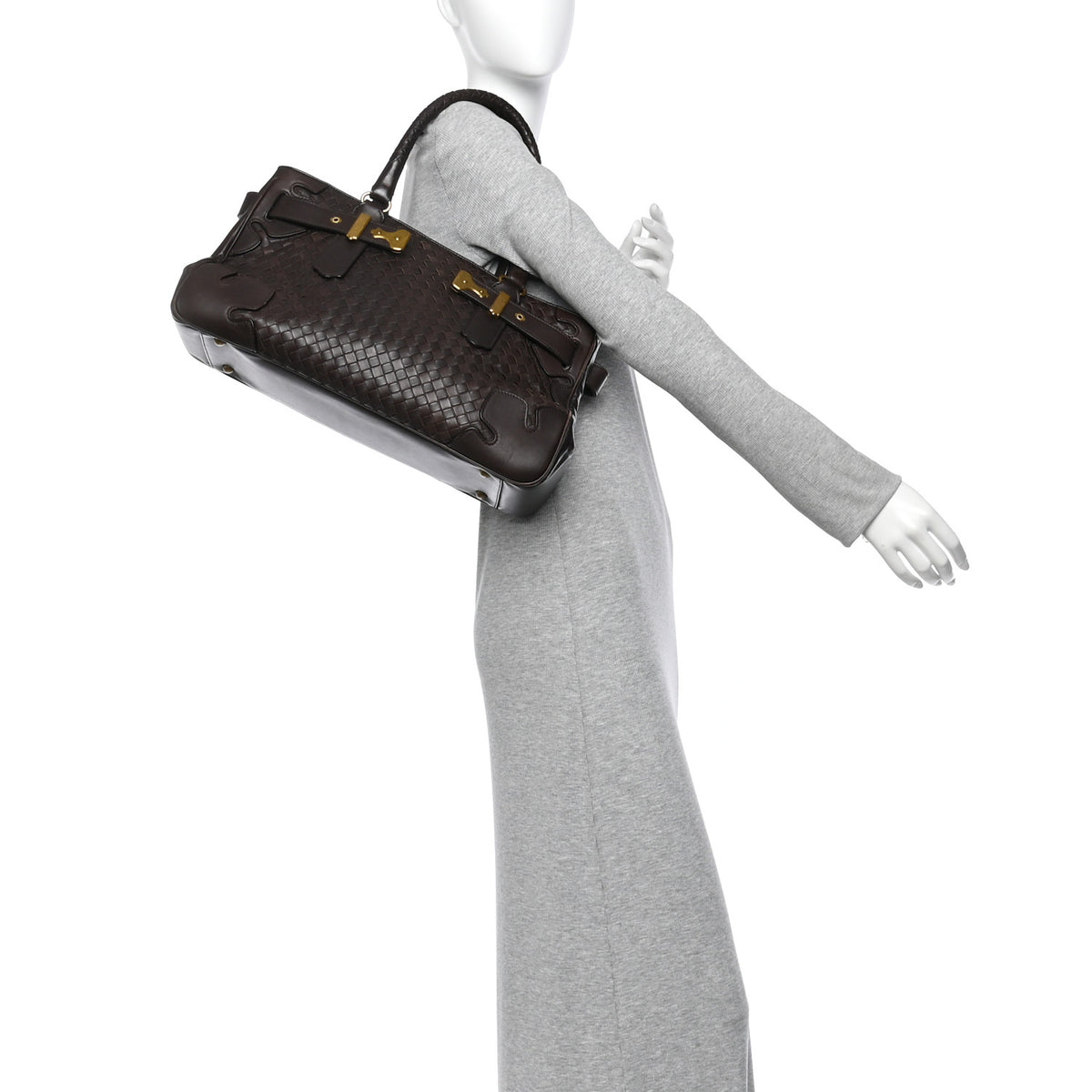 Nappa Intrecciato Shoulder Bag Moro