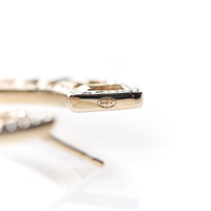 Chanel Crystal Pearl Bow-tiful CC Hoop Earrings Gold 4 of 5