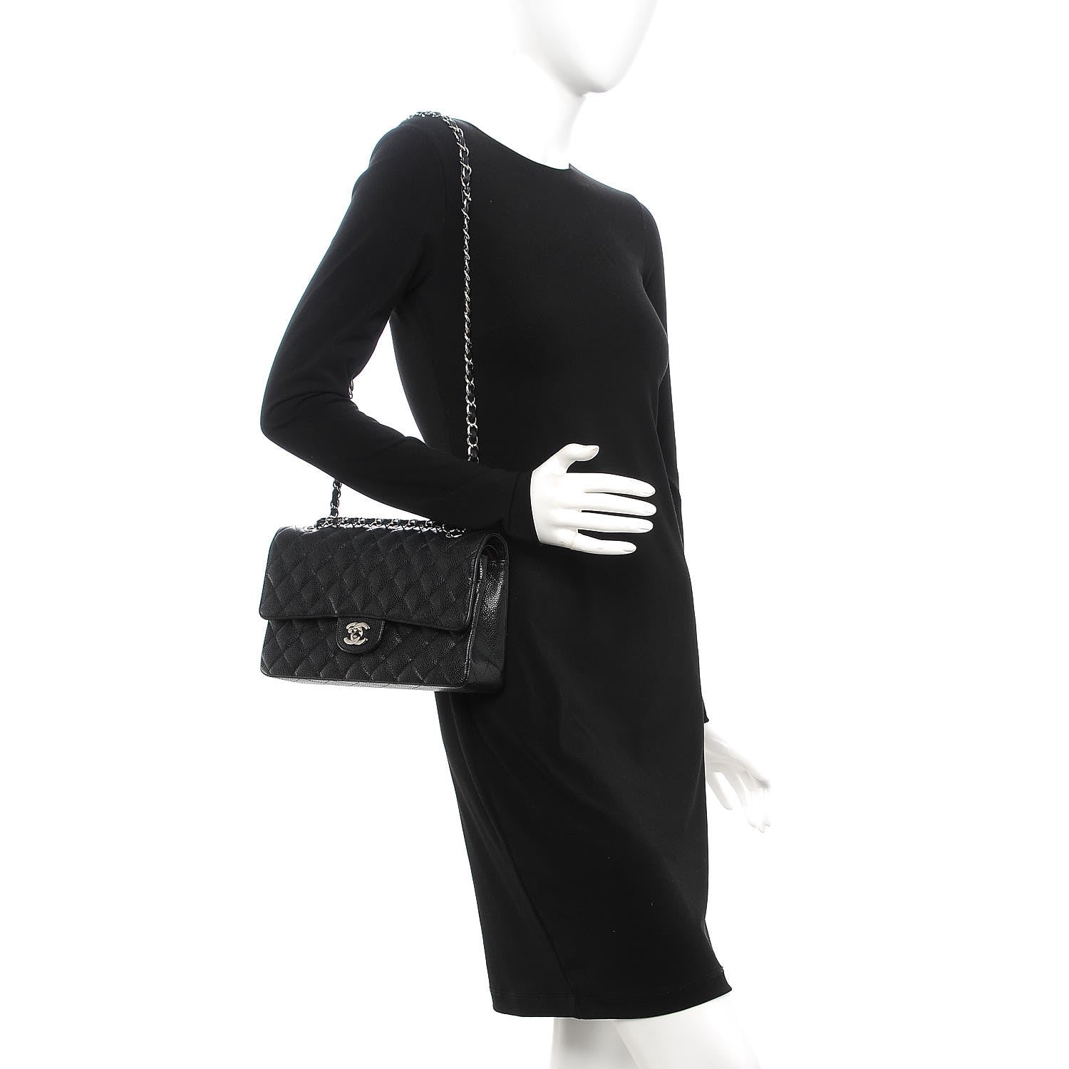 Chanel Caviar Quilted Medium Double Flap Black 2 of 10