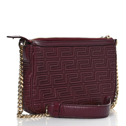 Versace Nappa Quilted Palazzo Chain Crossbody Bag Burgundy 2 of 10