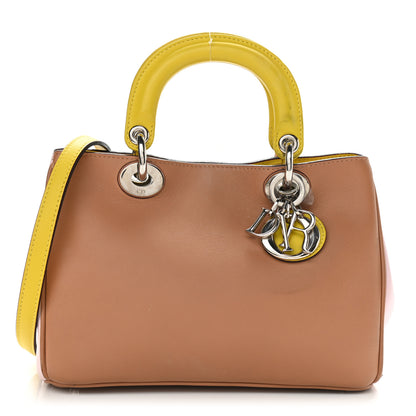 Christian Dior Calfskin Tri-Color Mini Diorissimo Tote Brown Pink Yellow 1 of 12
