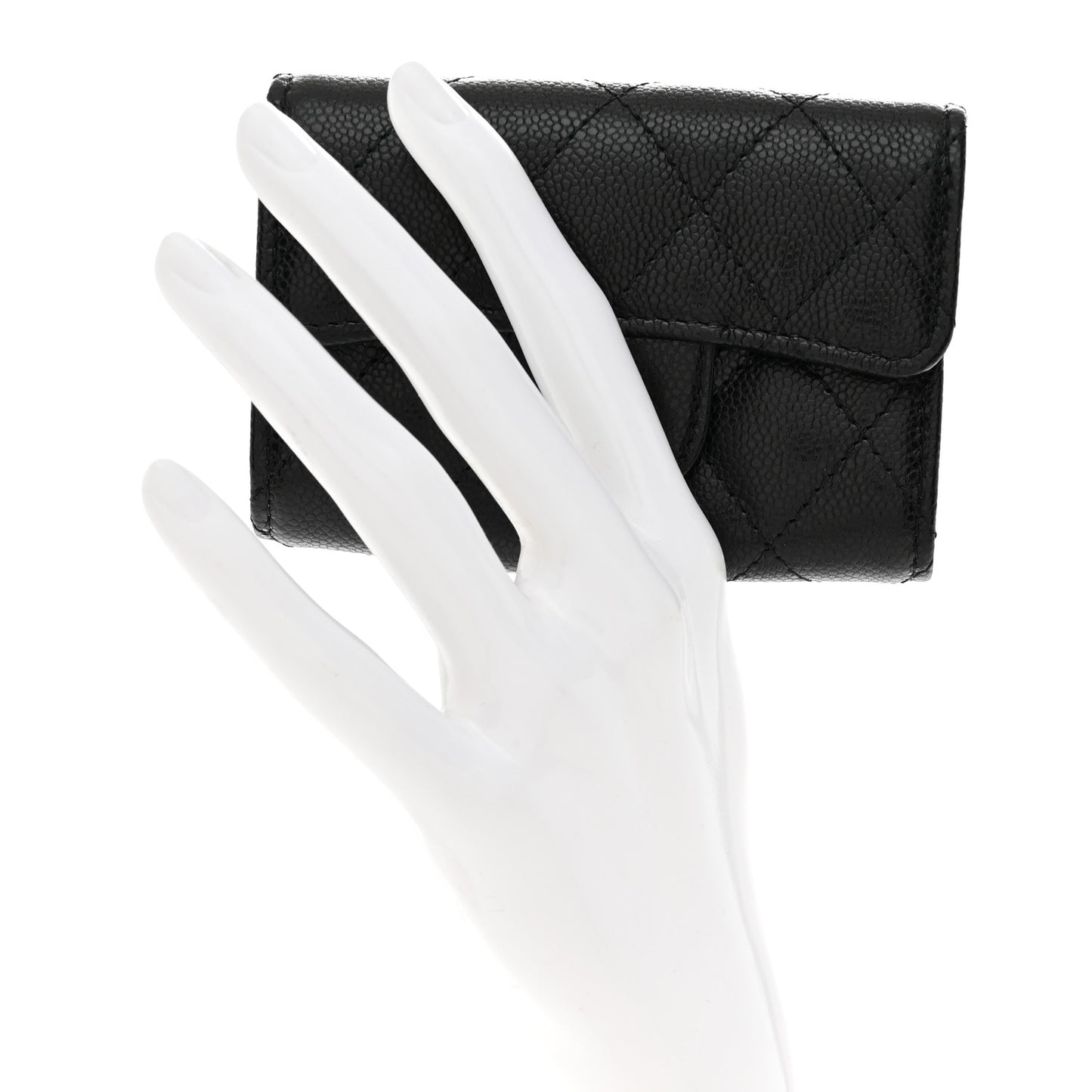 Caviar Quilted Classic 4 Key Holder Wallet Black