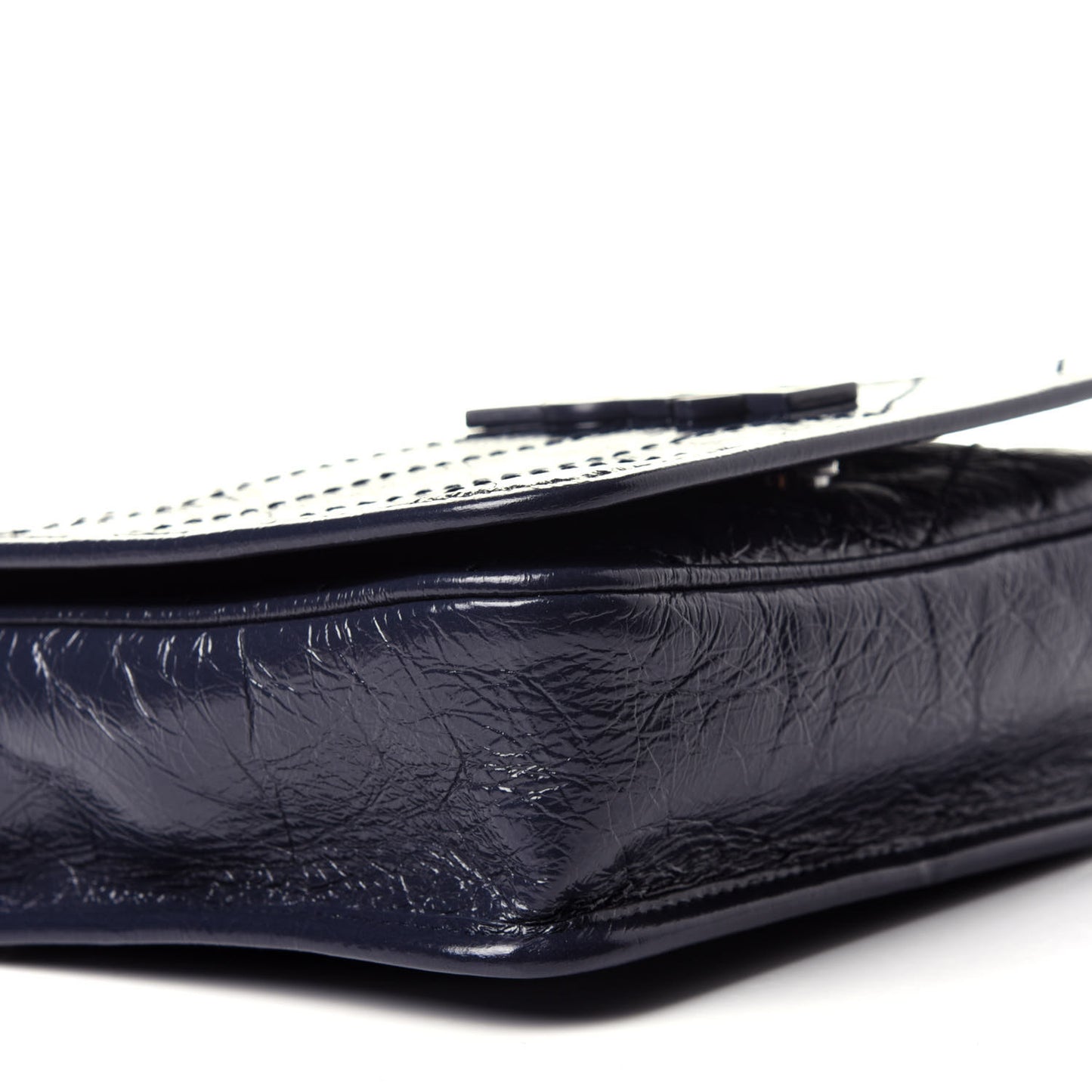 Crinkled Calfskin Matelasse Monogram Niki Chain Wallet Deep Marine