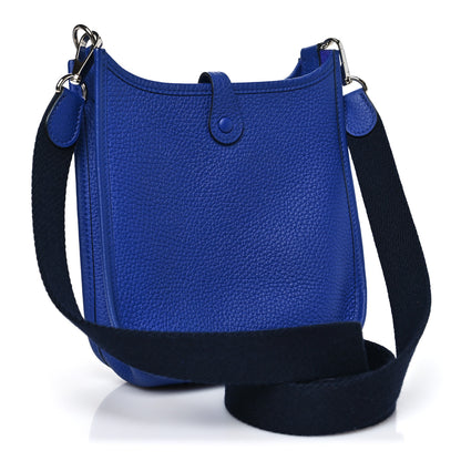 Hermes Taurillon Clemence Amazone Evelyne TPM Bleu Electrique Black 3 of 10