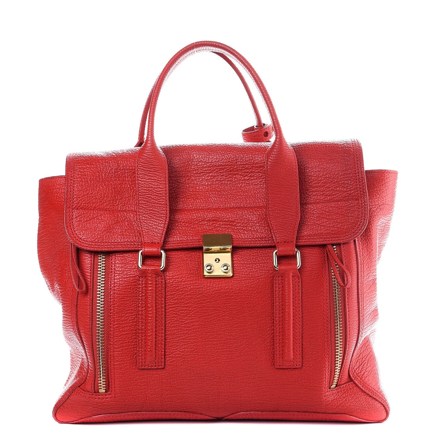 3.1 Textured Calfskin Large Pashli Satchel Red