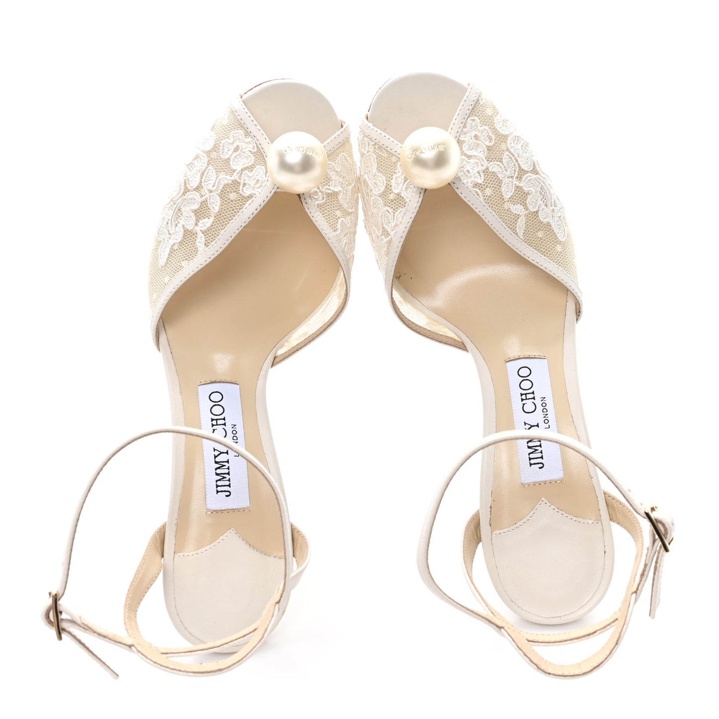 Pearl Floral Lace Sacora 85 Sandals 39 Ivory White