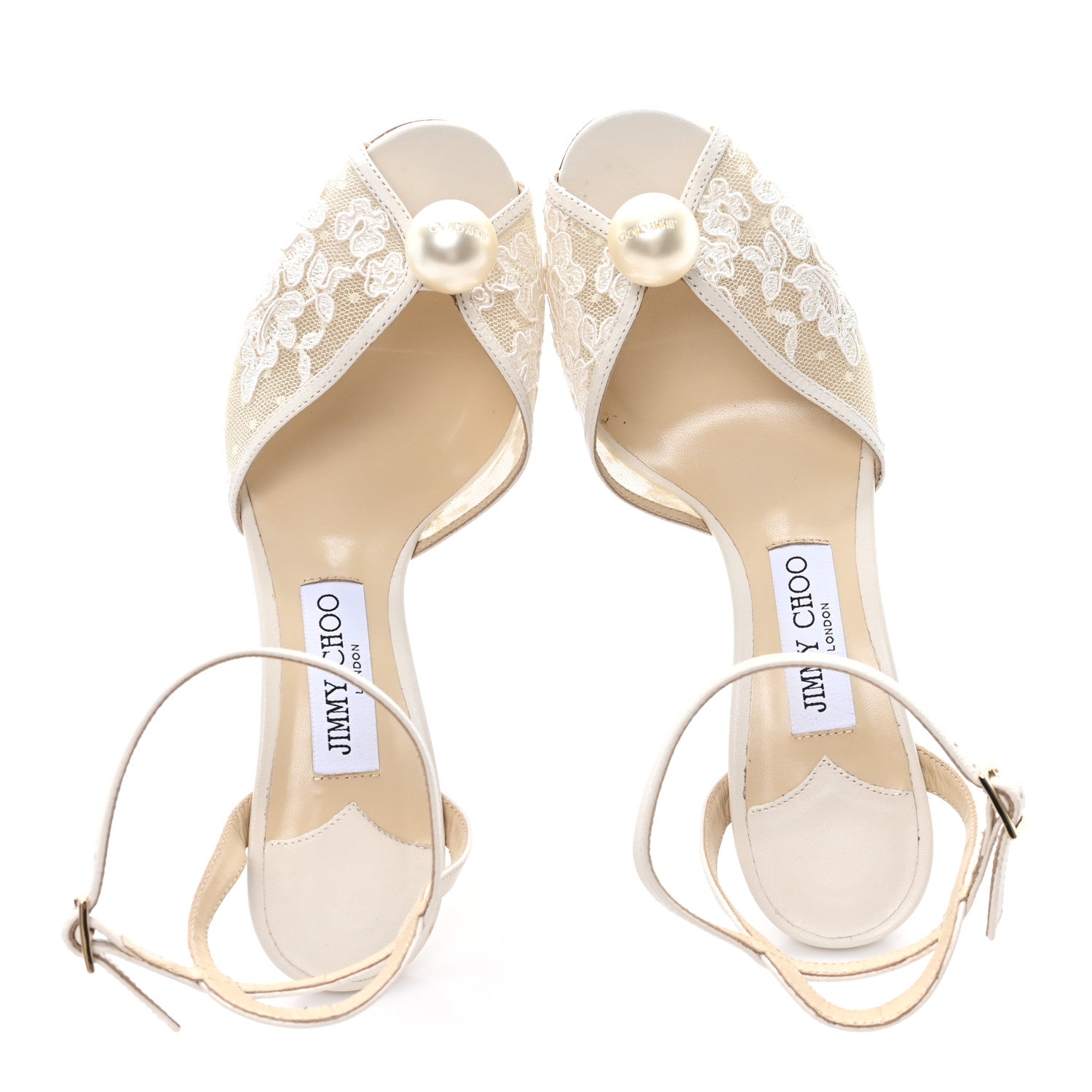 Jimmy Choo Pearl Floral Lace Sacora 85 Sandals 39 Ivory White 2 of 10