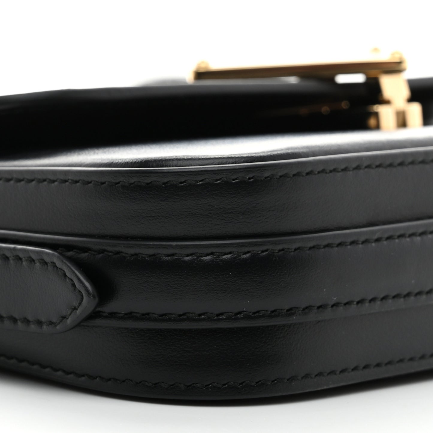 Soft Calfskin Metal Triangle Logo Flap Shoulder Bag Black