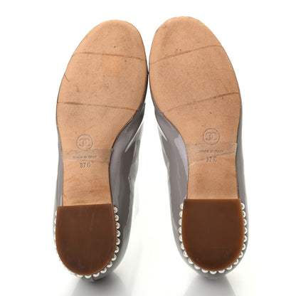 Chanel Patent Calfskin Pearl CC Loafers 37 Grey 5 of 7