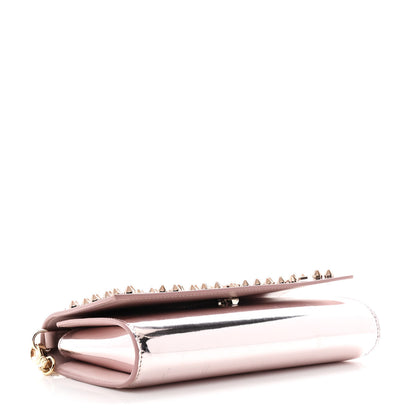Christian Louboutin Metallic Patent Calfskin Spikes Loubinthesky Paloma Clutch Pink 4 of 11