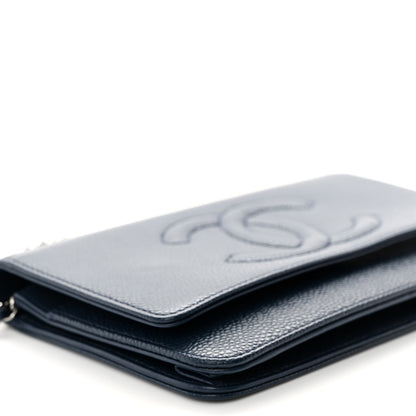 Chanel Caviar Timeless CC Wallet on Chain WOC Navy Blue 10 of 12