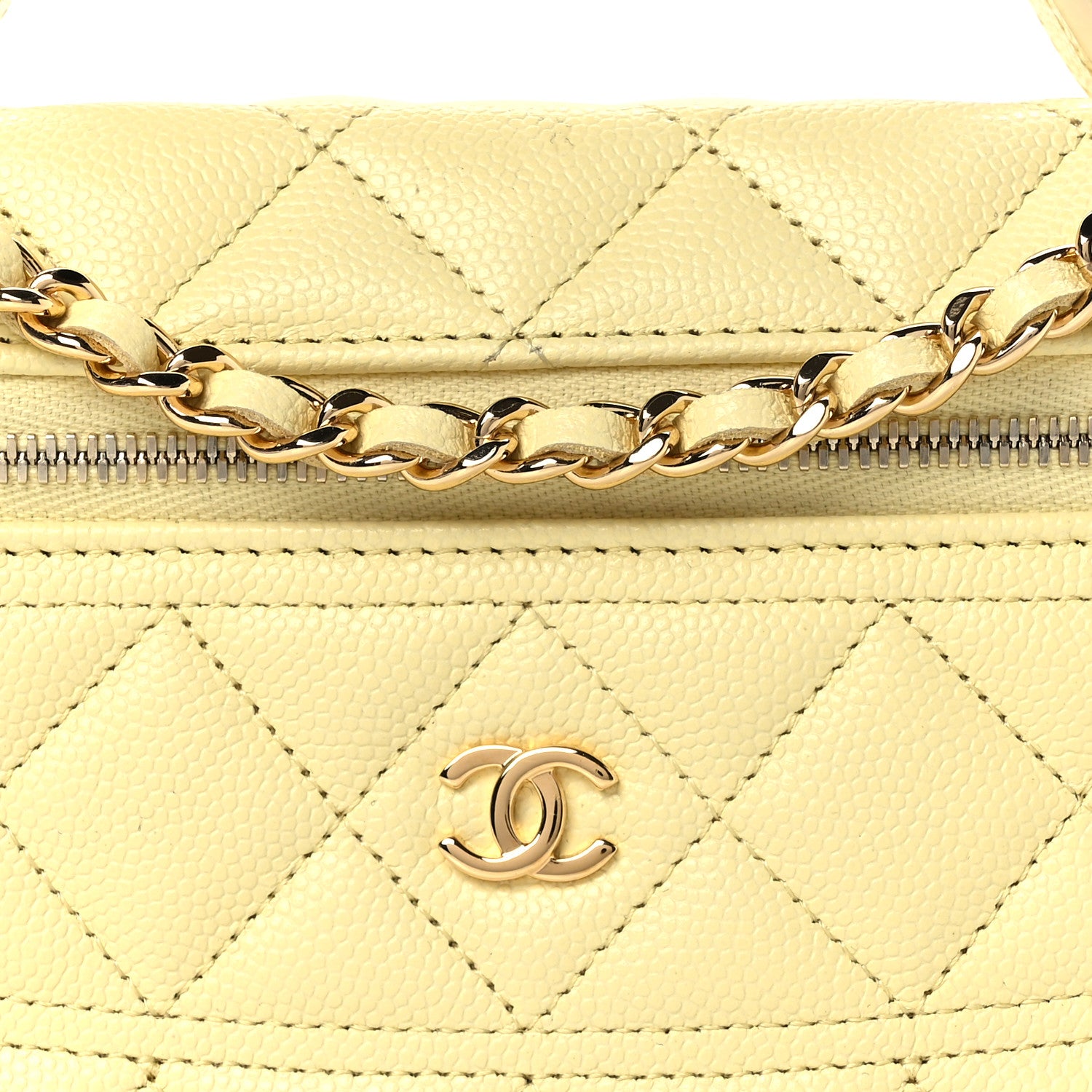 Chanel Caviar Quilted Trendy Handle Slim Vanity Light Yellow 8 of 11