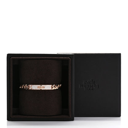 Hermes 18K Rose Gold Diamond PM Kelly Gourmette Chaine Bracelet XS 4 of 4