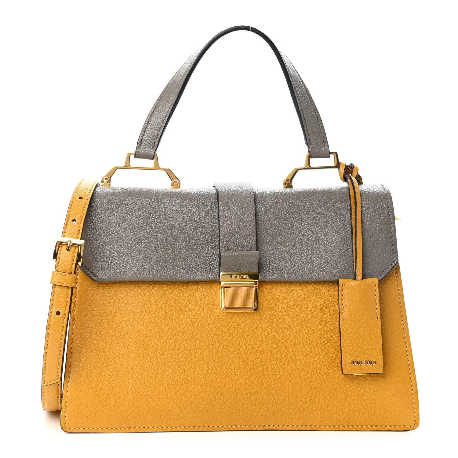 Miu Miu Goatskin Bandoliera Madras Bi-Color Shoulder Bag Argilla Soleil 1 of 12