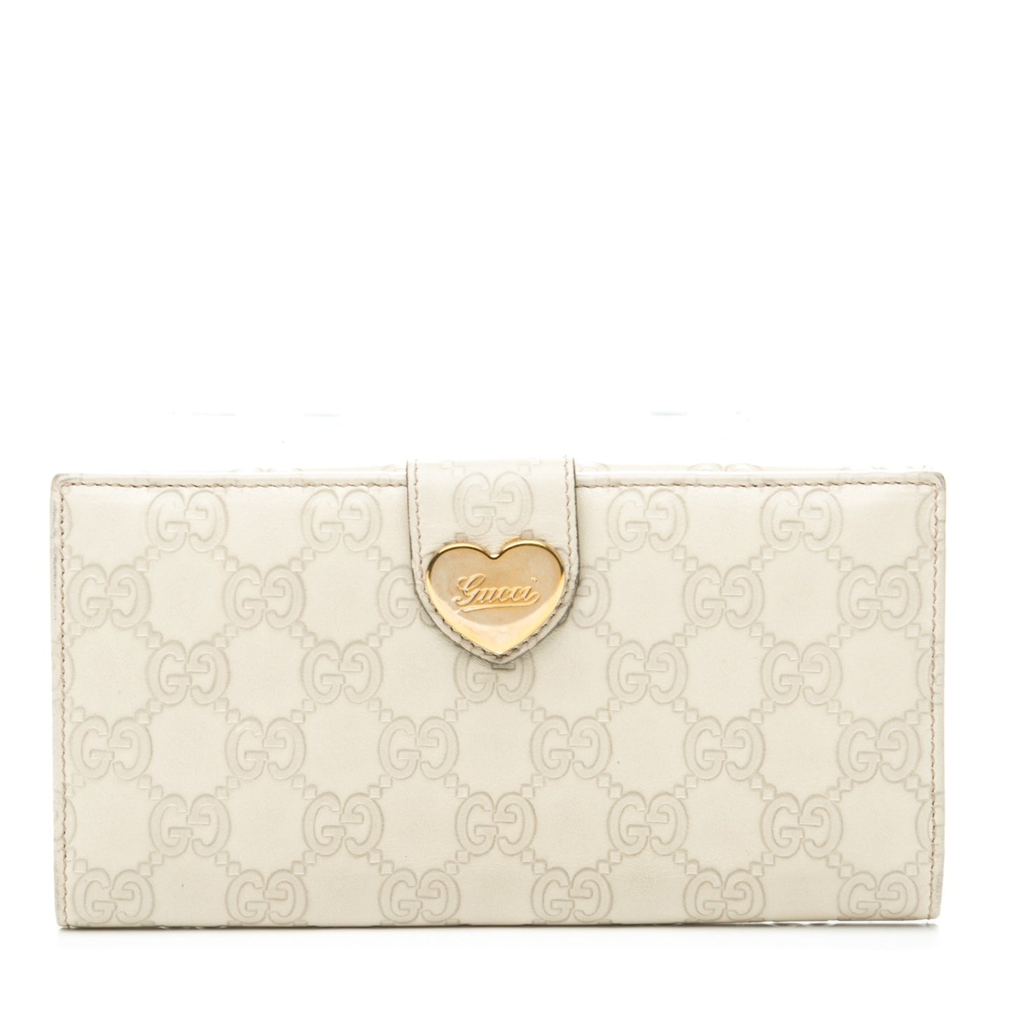 Guccissima Heart Continental Wallet Off White