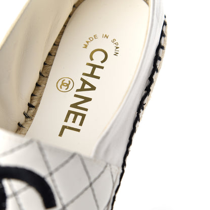 Chanel Lambskin Stitched CC Espadrilles 38 White Black 8 of 11