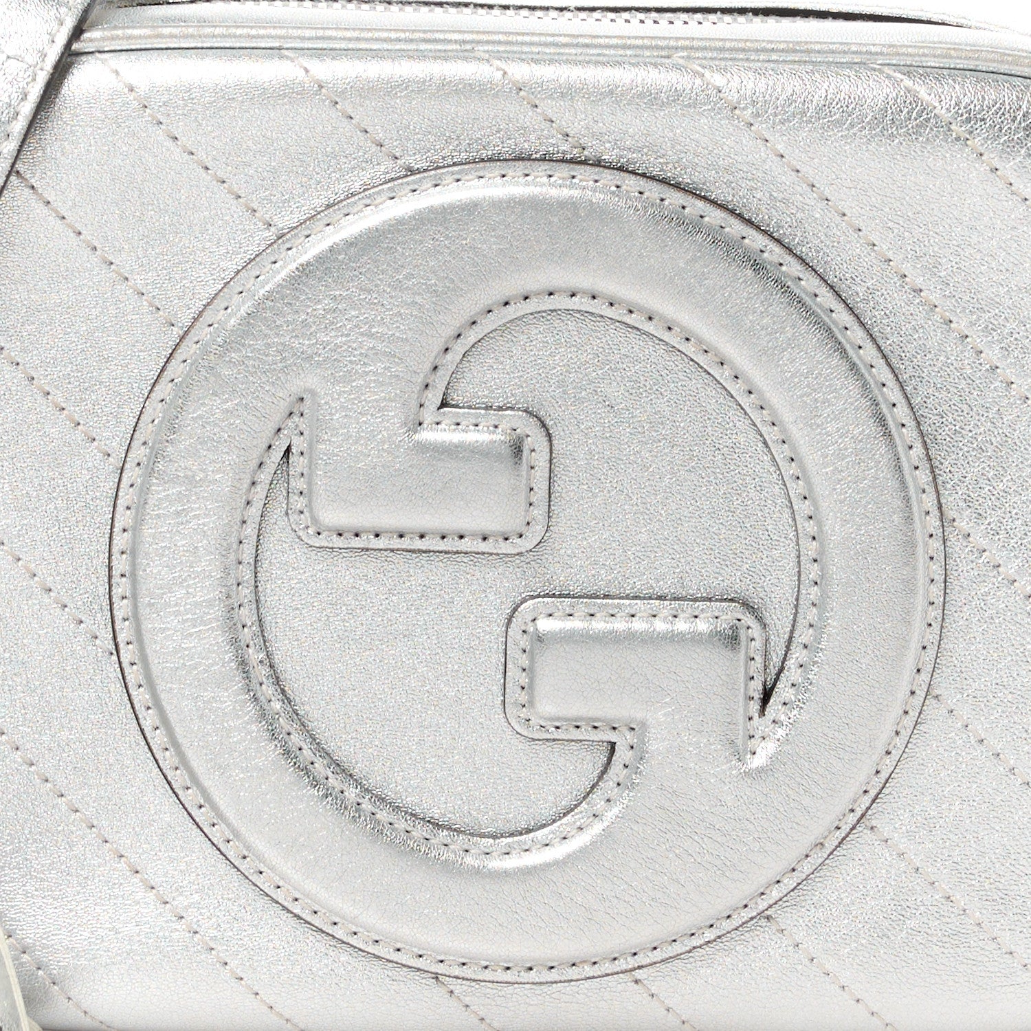 Gucci Metallic Sakai Be Green Calfskin Diagonal Stitched Small Blondie Shoulder Bag Silver 9 of 13