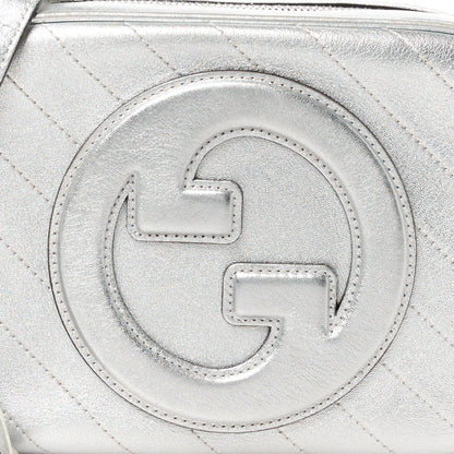 Gucci Metallic Sakai Be Green Calfskin Diagonal Stitched Small Blondie Shoulder Bag Silver 9 of 13