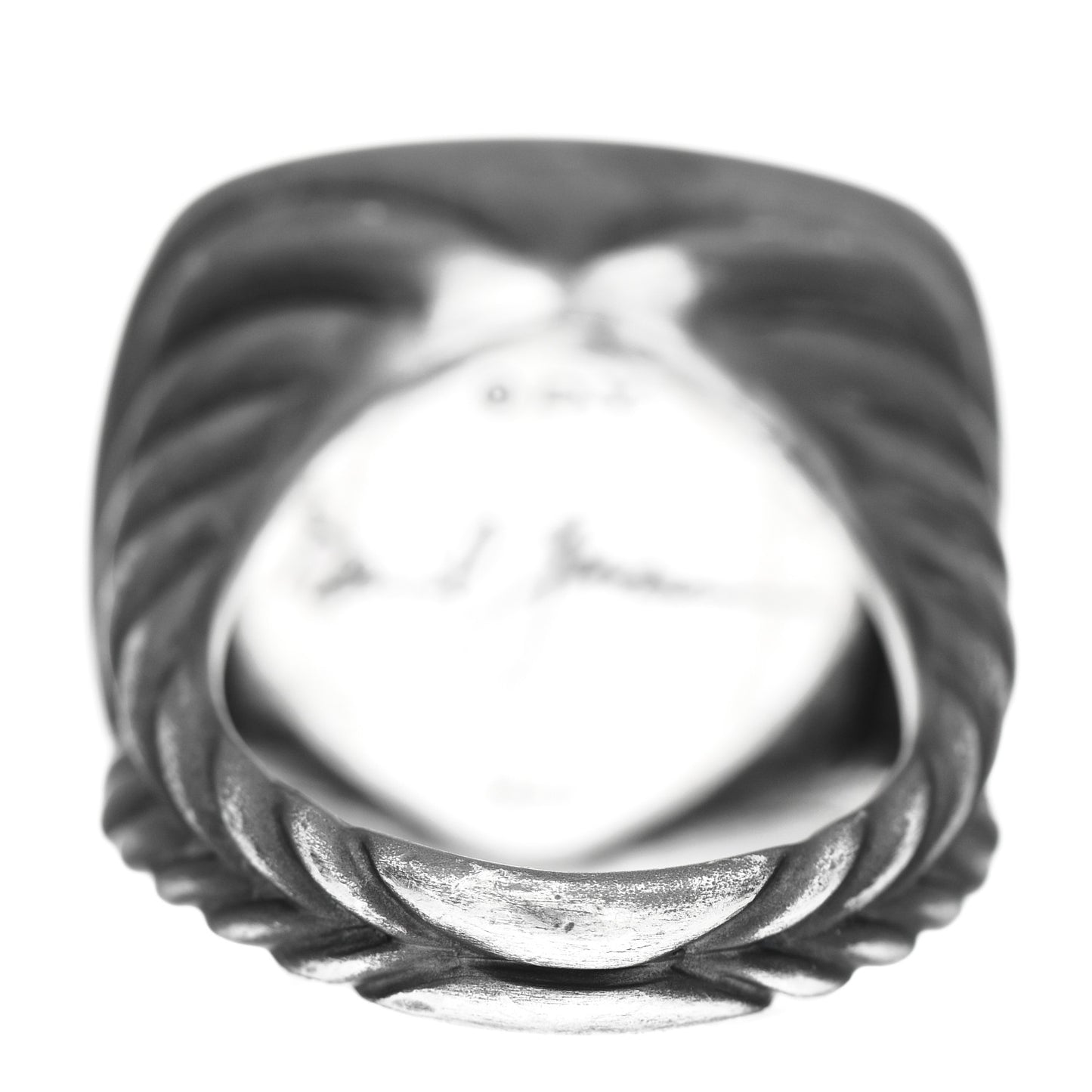 Darkened Sterling Silver Meteorite Blue Sapphire Albion Ring 54 6.75