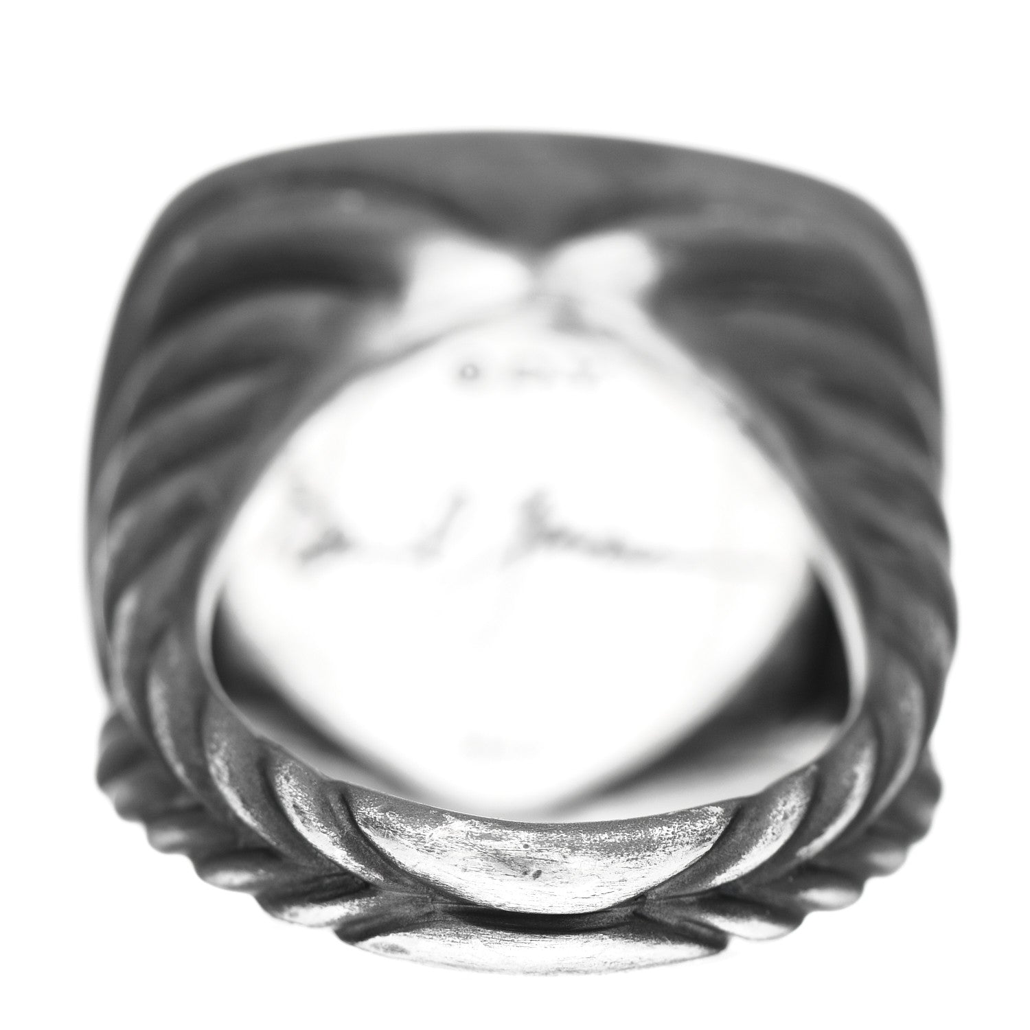 David Yurman Darkened Sterling Silver Meteorite Blue Sapphire Albion Ring 54 6.75 4 of 5