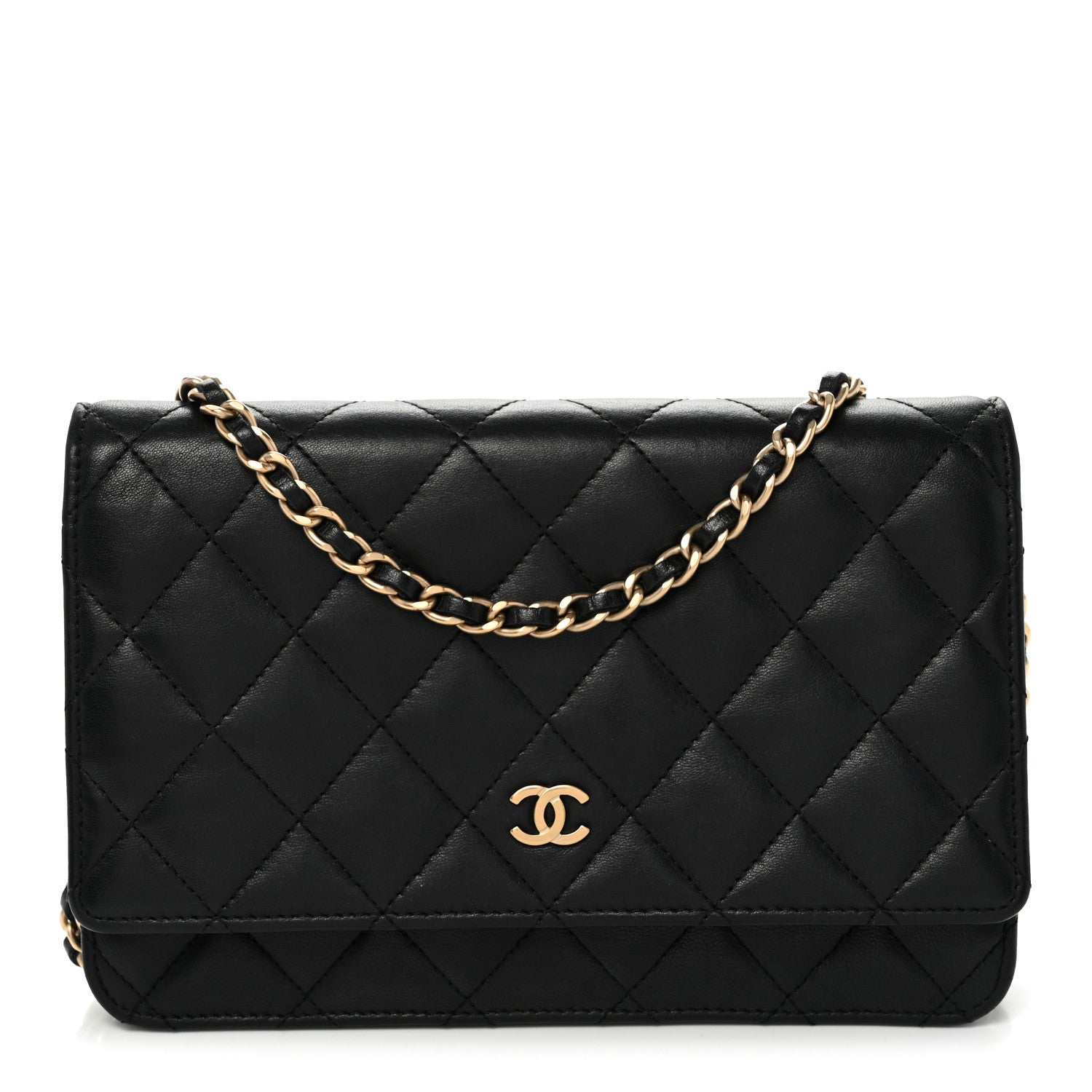 Chanel Lambskin Quilted Wallet On Chain WOC Black 1 of 13