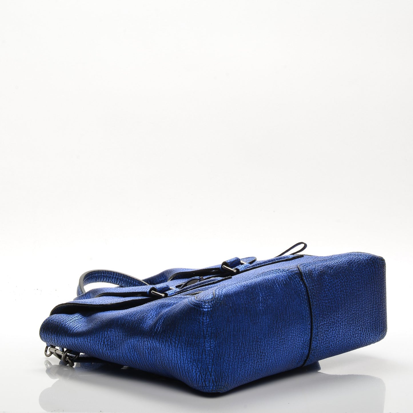 3.1 Metallic Textured Calfskin Medium Pashli Satchel Electric Blue