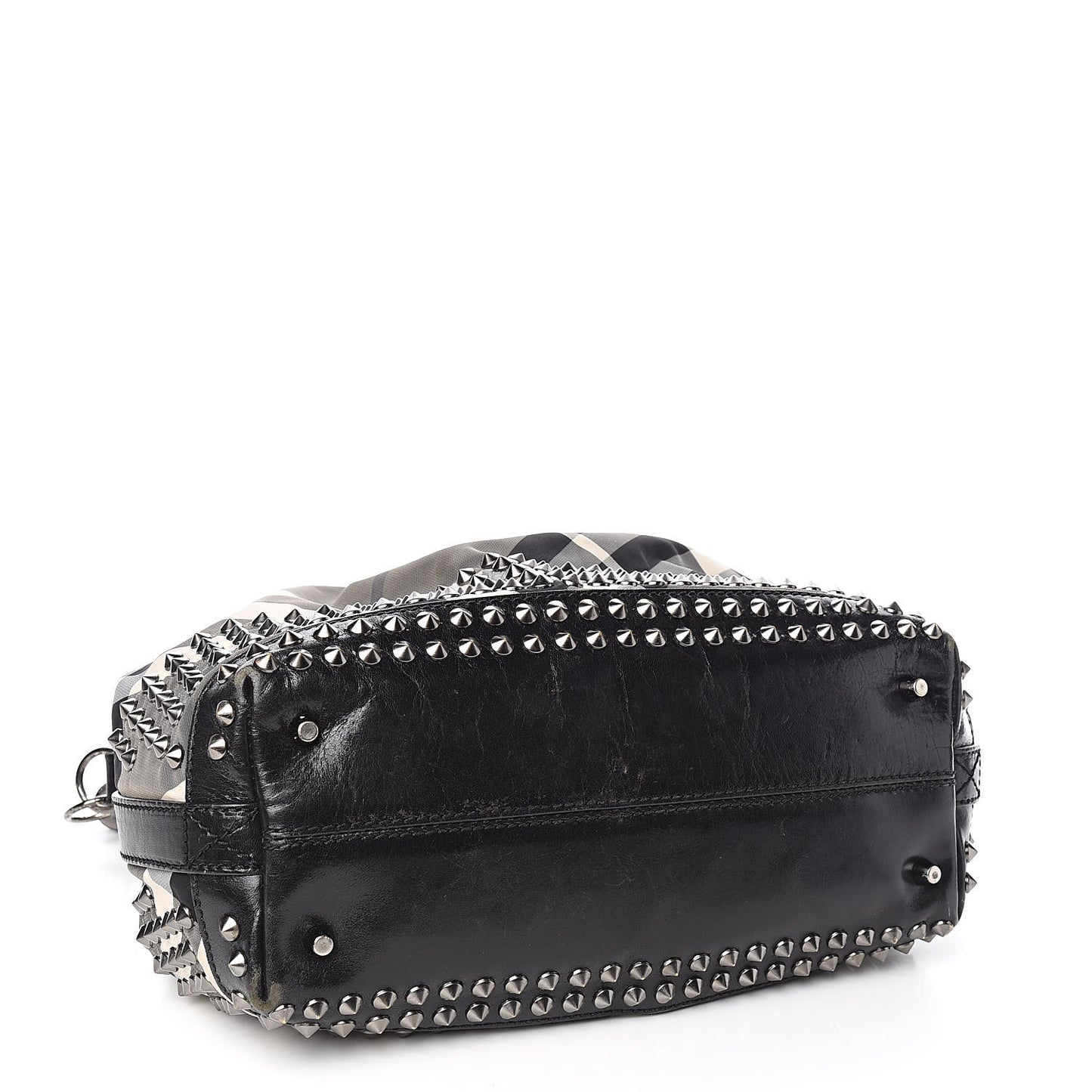 Nylon Beat Check Studded Hobo Black