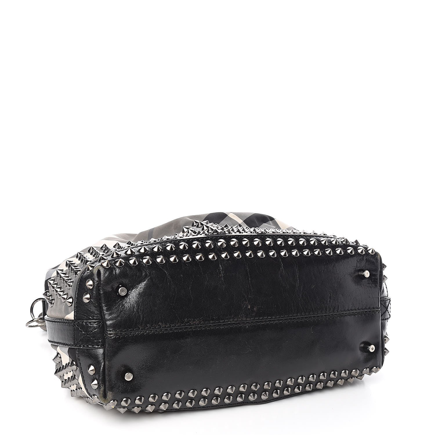 Burberry Nylon Beat Check Studded Hobo Black 4 of 22
