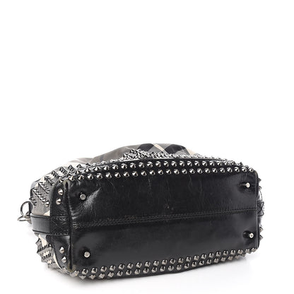 Burberry Nylon Beat Check Studded Hobo Black 4 of 22