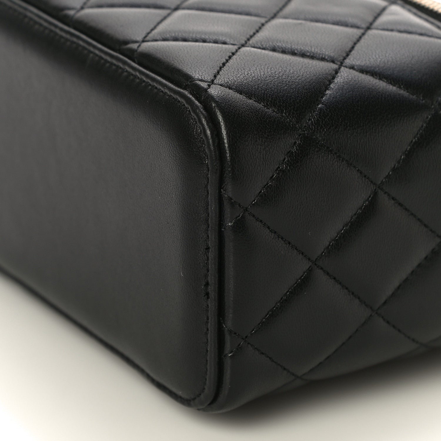 Chanel Lambskin Quilted Small Top Handle Vanity Case With Chain Black 10 of 12