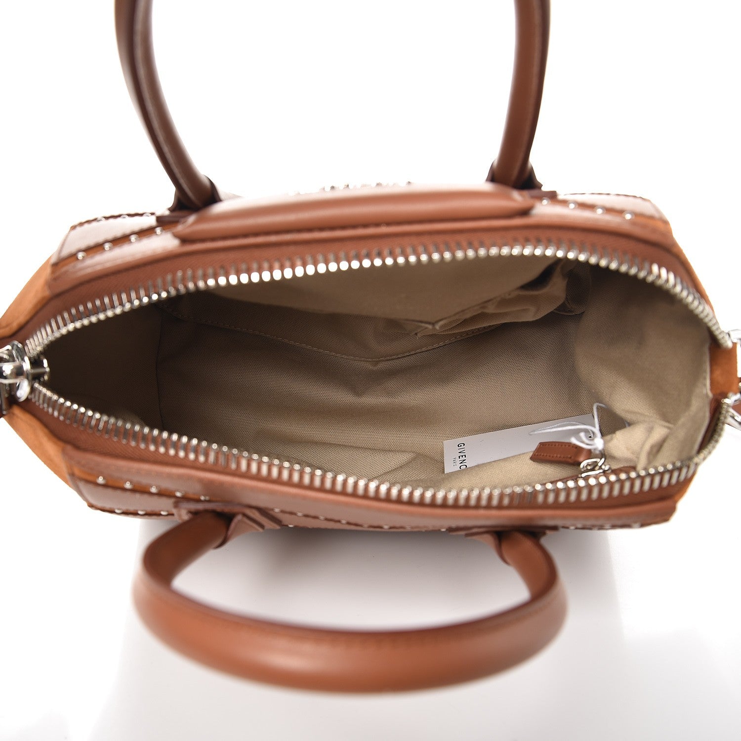 Givenchy Calfskin Suede Small Studded Chevron Antigona Cognac 5 of 8