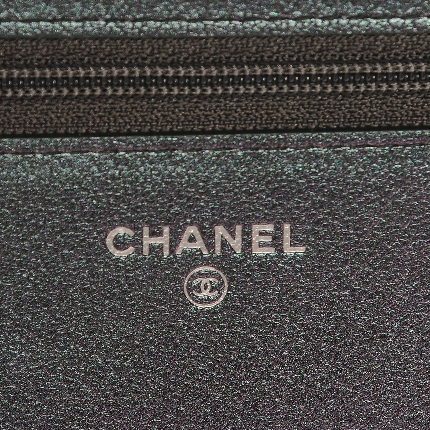 Chanel Iridescent Goatskin Quilted Wallet On Chain WOC Purple 6 of 10