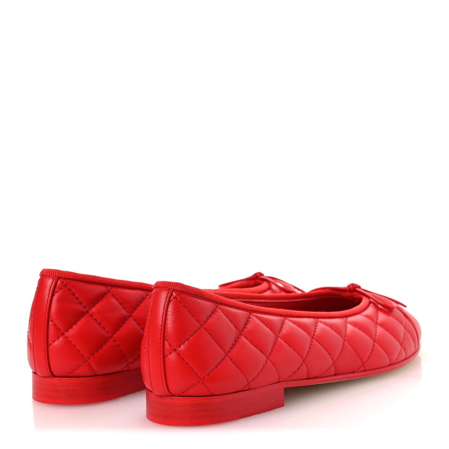 Caviar Quilted CC Cap Toe Ballerina Flats 37.5 Red