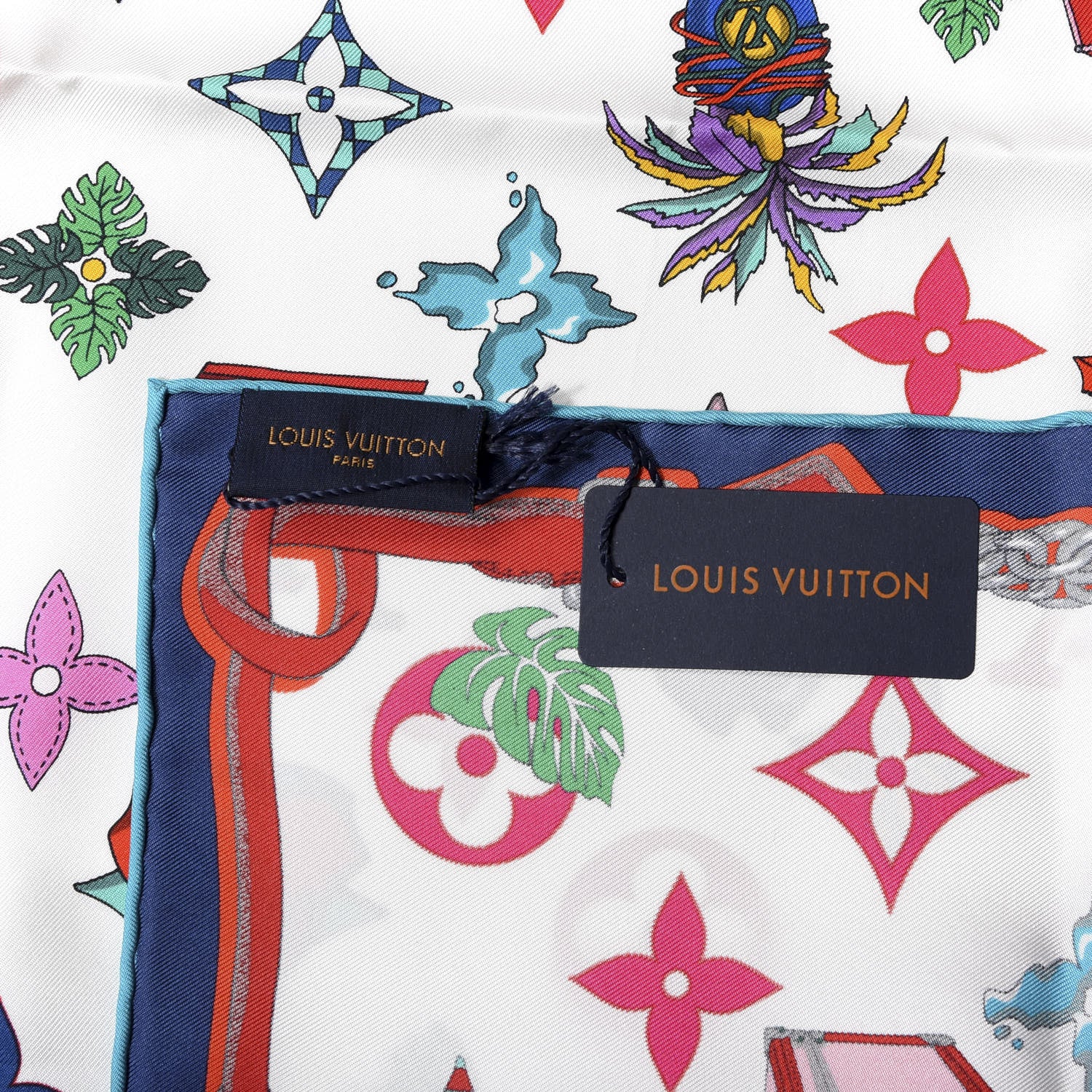 Louis Vuitton Silk Summer Square Scarf 70 White 3 of 3