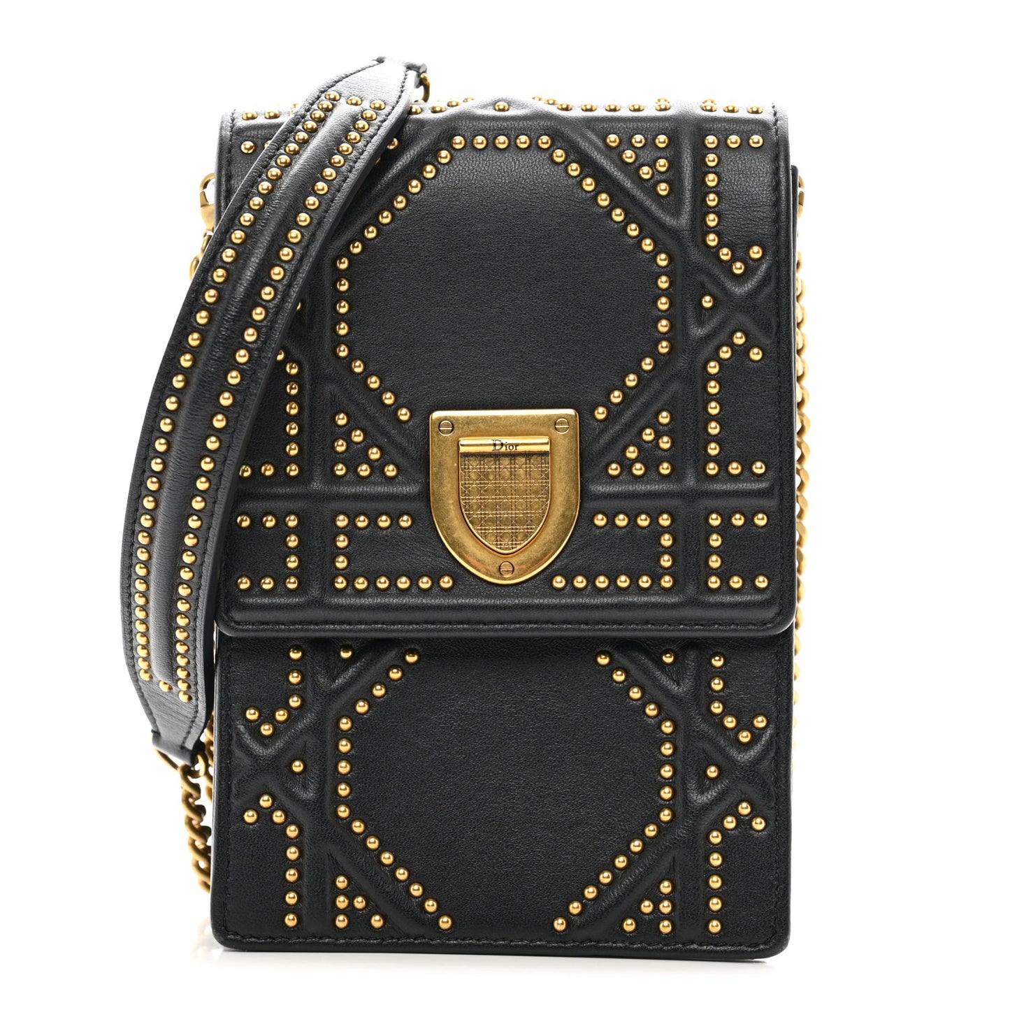 Lambskin Studded Vertical Diorama Black