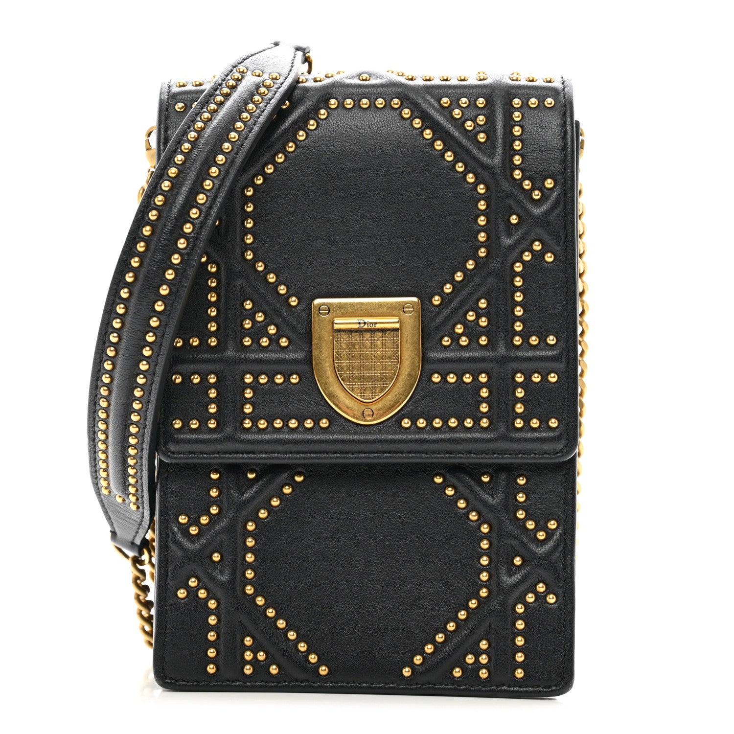 Christian Dior Lambskin Studded Vertical Diorama Black 1 of 10